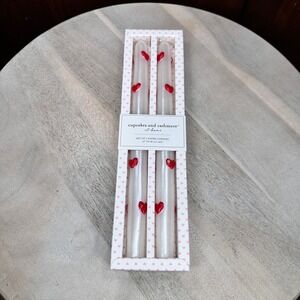 Cupcakes and Cashmere Valentine Heart Taper Candles Set of 2 12 Inch New